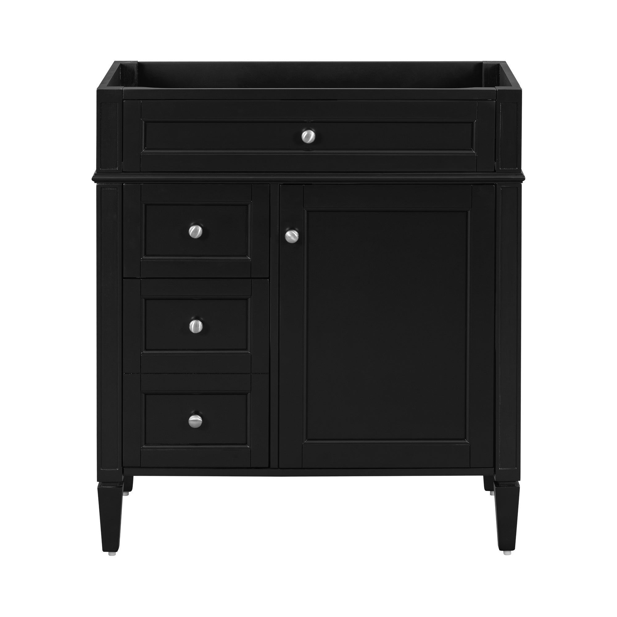 VanityFus 29.3-in Black Bathroom Vanity without Top Base Cabinet Undermount with 2 Soft Close Doors 3 Drawers Adjustable Shelves